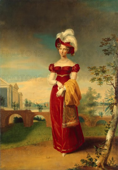 Portrait of Empress Elizabeth Alexeyevna in a Park in Tsarskoye Selo (copy), 1824. Creator: Unknown.