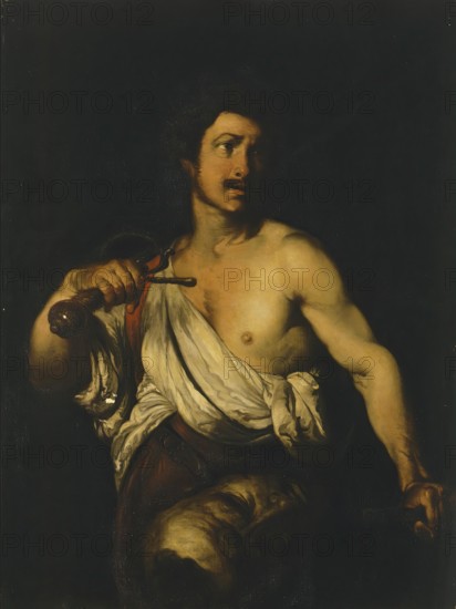 David Bearing the Head of Goliath, 1635. Creator: Bernardo Strozzi.