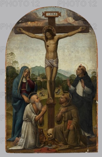 Crucifixion with the Virgin Mary and Sts Dominic, Jerome and Francis, 1529. Creator: Antonio del Ceraiolo.