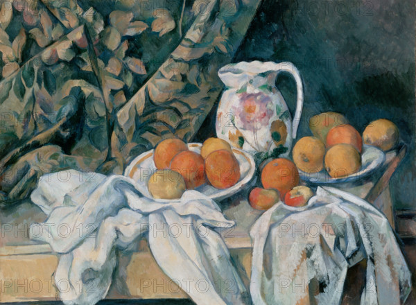Still Life with a Curtain, 1898. Creator: Paul Cezanne.
