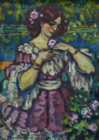 Lady with a Rose, 1901. Creator: Charles Guerin.