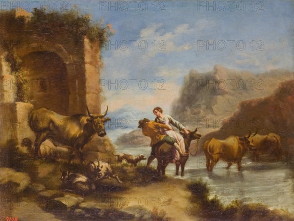 River Crossing, 1665. Creator: Ignacio de Iriarte.