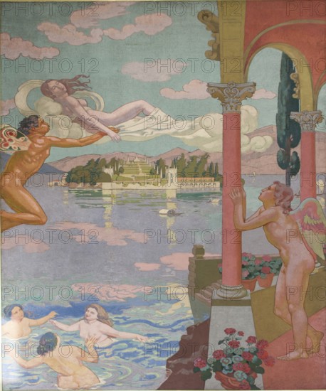 Panel 2. Zephyr Transporting Psyche to the Island of Delight, 1908. Creator: Maurice Denis.