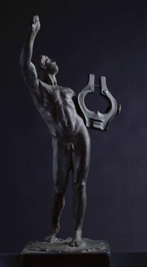Sketch model for figure holding lyre in 'The Daphnephoria', c1891. Creator: Frederic Leighton.