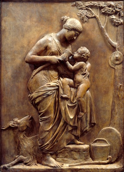 Amalthea nursing the Infant Jupiter, before 1840.  Creator: John Gibson.