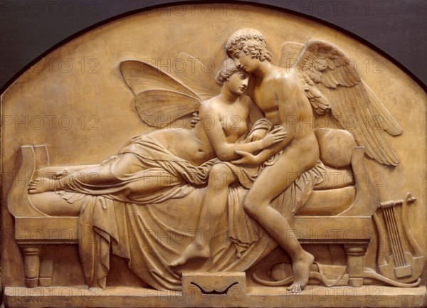The Marriage of Psyche and Celestial Love; The Marriage of Cupid and Psyche, after 1837. Creator: John Gibson.