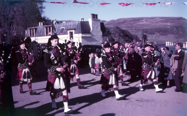 Pipers sounding 'The Retreat', Portree, Isle of Skye, Scotland, c1955. FOCUS? Creator: Arthur Charles Kirby Ware.
