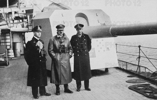 Hitler inspecting the German fleet in Hamburg, 1935