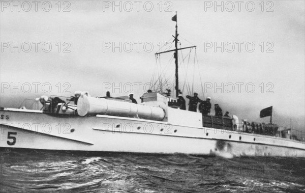 A German cruiser on the Baltic Sea, 1935.