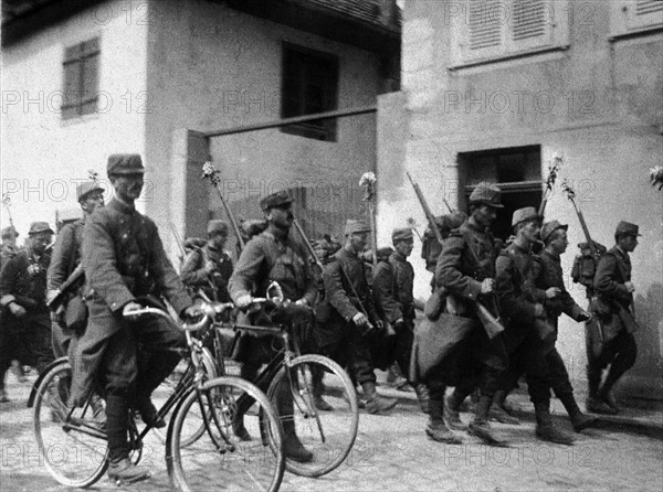 Arrivée des troupes françaises en Alsace, 1914.