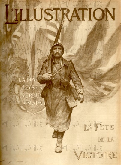 Couverture de L'Illustration par son dessinateur Simont - La fête de la Victoire