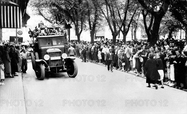 Nationalist troops in the streets of San Sebastian, 1936