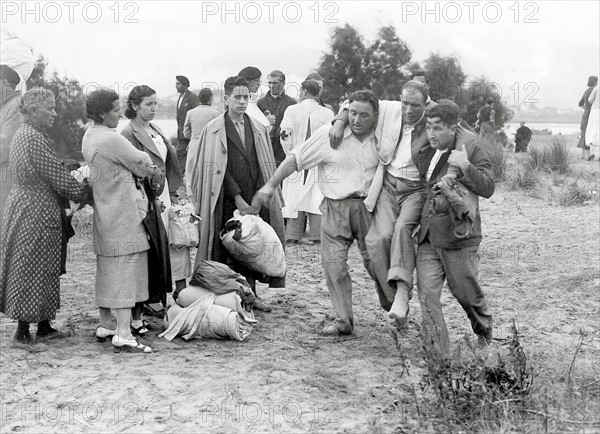 Réfugiés espagnols à la frontière française, en août 1936