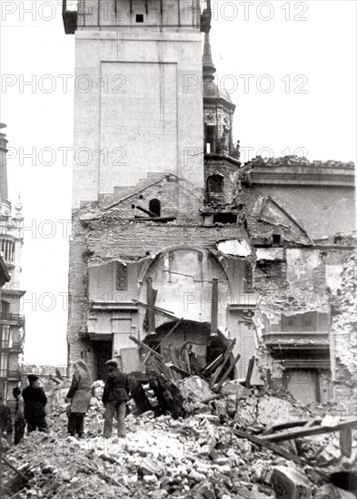 Madrid en ruines pendant la Guerre d'Espagne, en 1936