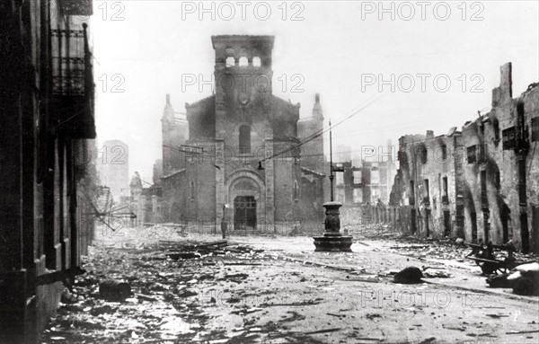 Guernica in ruins, 1937