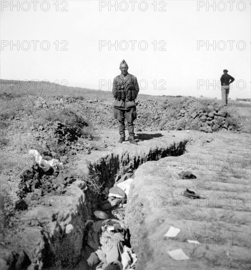 Tranchée devant la ville de Navalcarnero, pendant la Guerre d'Espagne