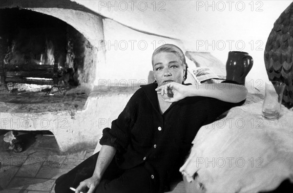 Simone Signoret à "La Colombe d'Or", le 17 mai 1961.