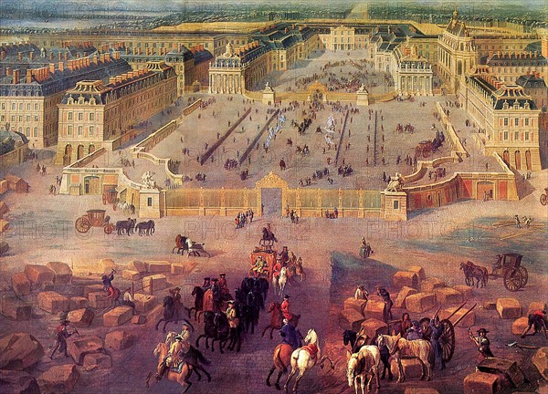 Vue du château de Versailles de la place d'Armes en 1722