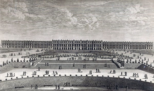 Vue du château de Versailles et des deux ailes du côté des Jardins, 1682