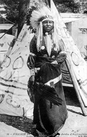 White Bear, Sioux Indian, at the Red Indian village in the Zoological Garden of Paris.