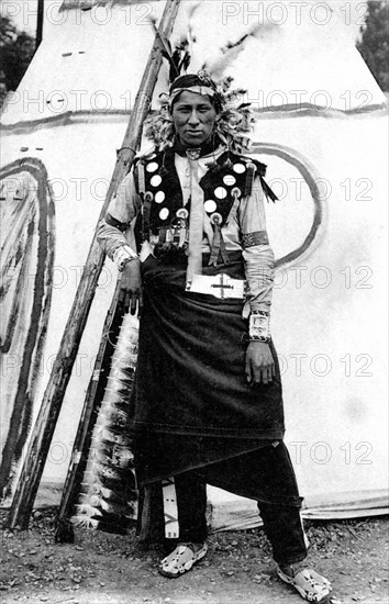 Black Road, Sioux Indian, at the Red Indian village in the Zoological Garden of Paris.