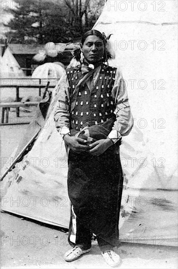 Redear Horse, Sioux Indian at the Red Indian village in the Zoological Garden of Paris.