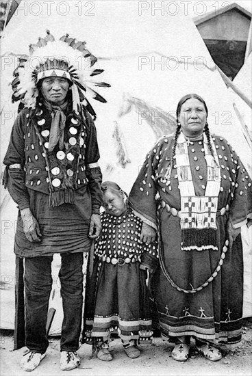 Eagle horse and his family at the Red Indian village in the Zoological Garden of Paris