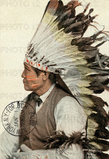 Greetings card representing a modern Indian from Utah