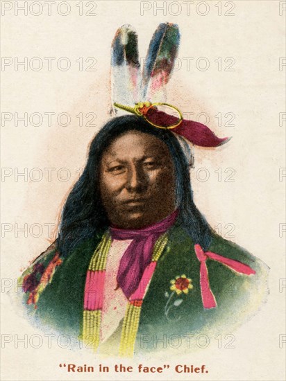 Postcard representing Indian chief "Rain in the face"