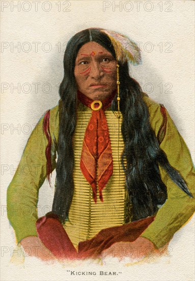 Carte postale représentant le chef indien "Kicking bear"