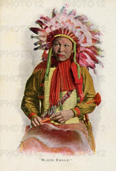 Postcard representing Indian chief "Black Eagle"