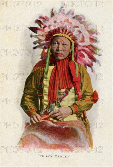 Carte postale représentant le chef Indien "Black Eagle"