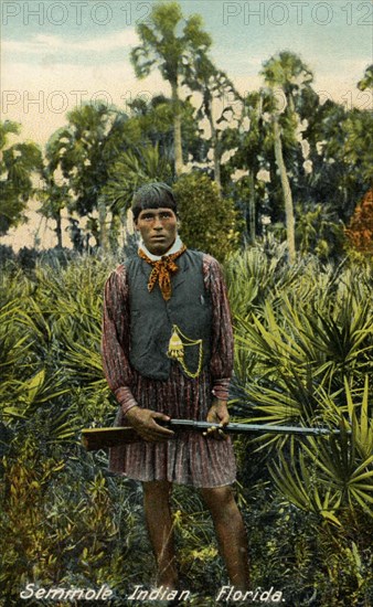 Carte postale représentant un Indien Séminole, Floride