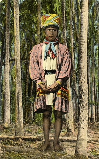 Carte postale représentant Tom Tiger, chef Indien Séminole, Floride