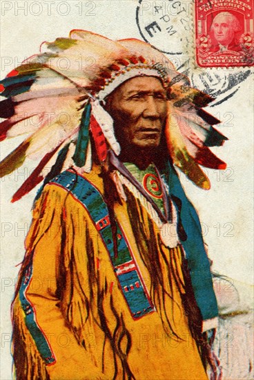 Postcard representing Indian chief "Yellow Hair"