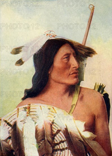 Postcard representing Indian "Chase in the morning"