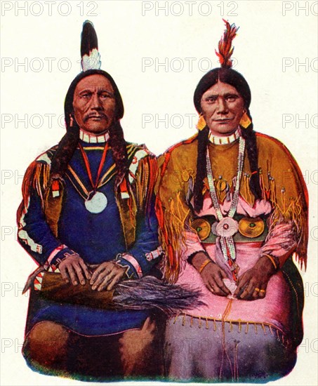Postcard representing Indian chief Charlie Bucksin and his wife