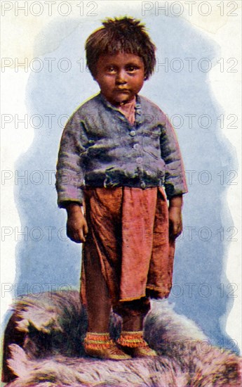 Postcard representing a young warrior