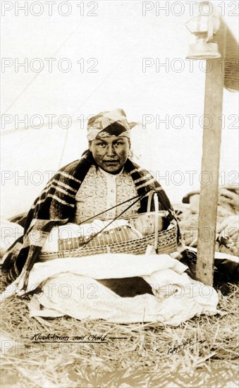 Postcard representing an Indian woman and her child