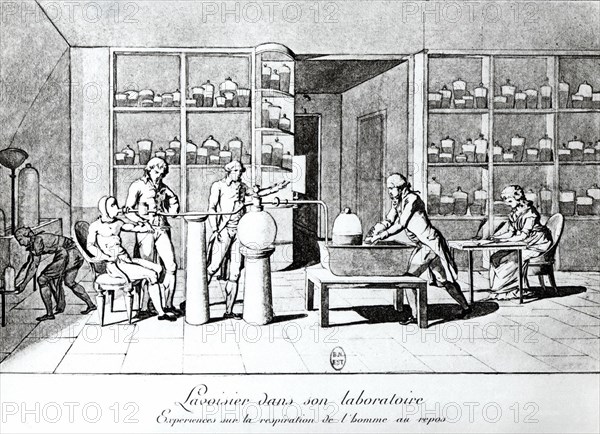 Lavoisier's experiments on human breathing while at rest