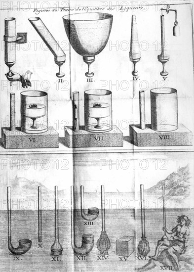 Diagrams from Blaise Pascal's Treaty of the Equilibrium of Liquors