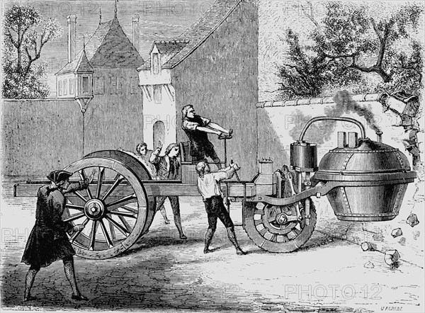 The first steam engine tested by French inventor Cugnot in 1770