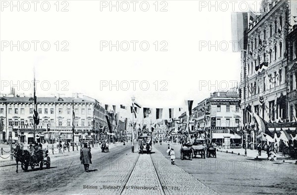 Nevsky Prospekt, or Nevsky Perspective
Road, on a celebration day in St. Petersburg