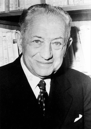 Portrait of Eugène Schuller (in 1987), founder of the L'Oréal group