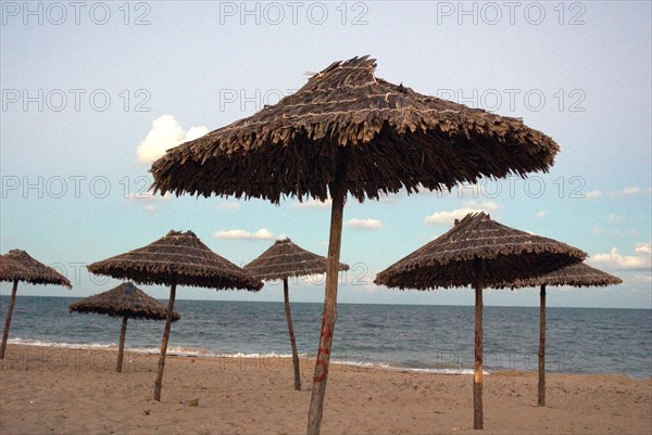 Sunshades on a Tunisian beach