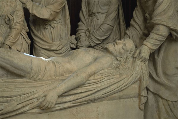 2008, Paris, église Saint Etienne du Mont, Chapelle du Sépulcre, Mise au tombeau provenant de l'église Saint Benoit-le Bétourné ( 16 ème siècle )