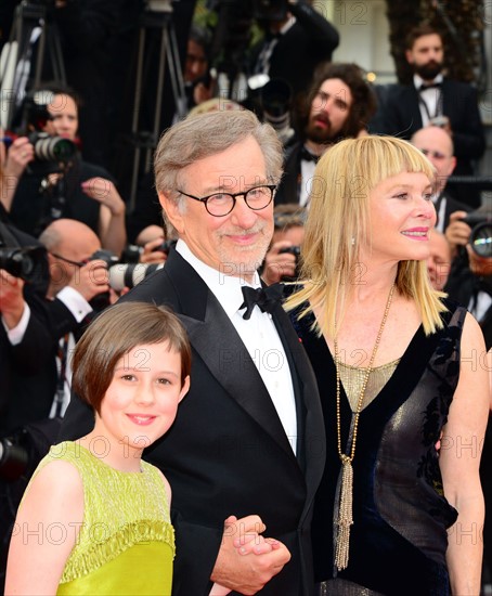 Steven Spielberg, Kate Capshaw and Ruby Barnhill, 2016 Cannes Film Festival