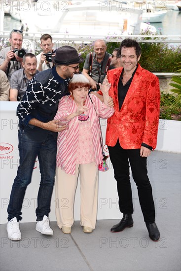 JR, Agnès Varda and Matthieu Chedid, 2017 Cannes Film Festival