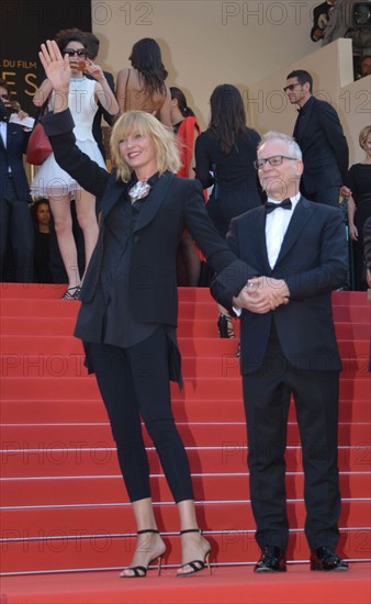 Uma Thurman and Thierry Frémaux, 2017 Cannes Film Festival