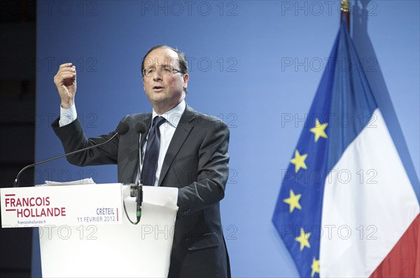 François Hollande meeting au palais des sports de Créteil le 11/02/2012